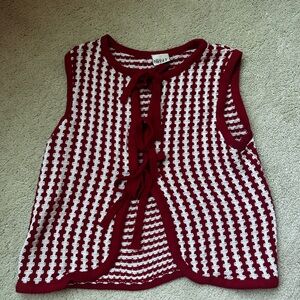 Red and White Knit Vest